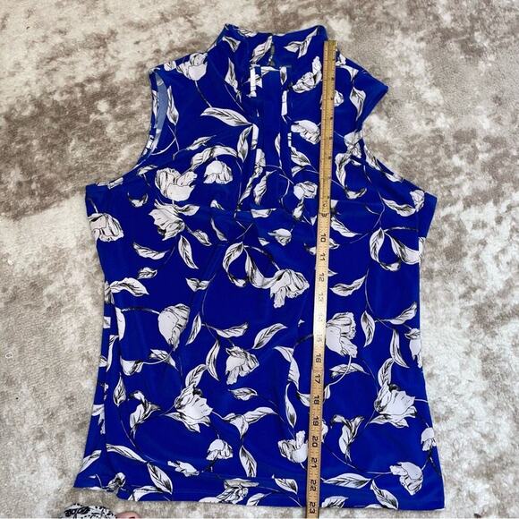 Karl Lagerfeld Paris blue & white keyhole back halter neckline with tie SZ XS - Picture 8 of 9